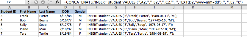Screenshot showing formula usage in Excel