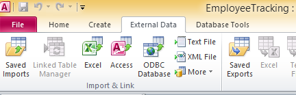 MS Access External Data screenshot