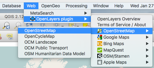 QGIS OpenLayers Plug-In Menu