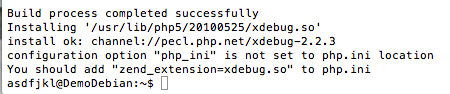 XDebug successful install message