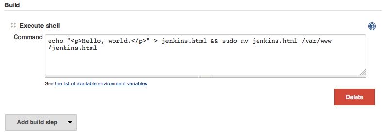 Jenkins Build hello world html