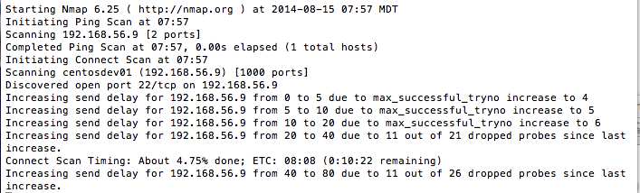 NMAP CentOS 7 VM Screenshot