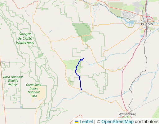 Screenshot from DBeaver showing a blue segment representing OSM relation 13642053, a roughly 33 kilometer stretch of road that had previously been excluded from data loaded by PgOSM Flex.
