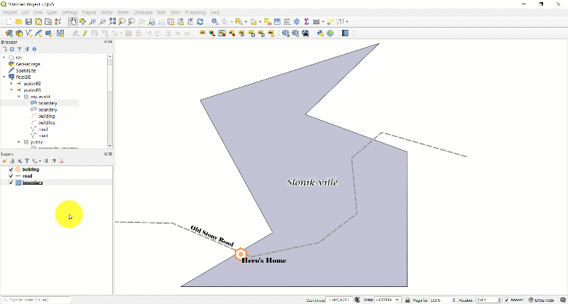 Animation showing the process to save QGIS layer styles to the PostGIS database.